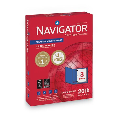 Navigator Paper, 20lb., 97Br, 3-Hole, Brown, PK10 NMP113HP